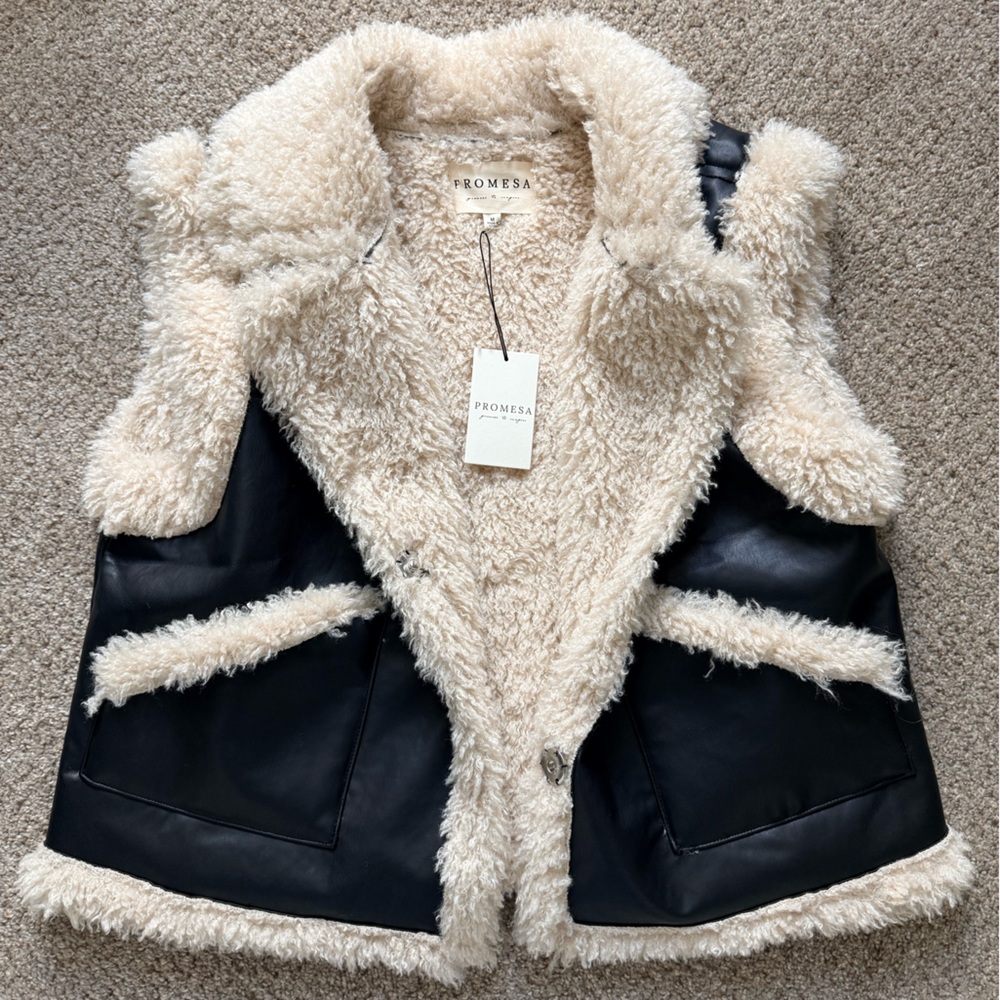 Promesa Teddy Leather Vest - NWT